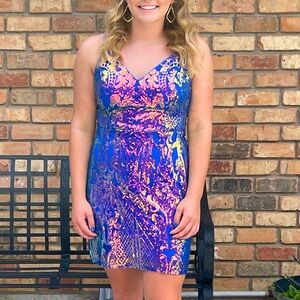 Beautiful multicolor sequin mini dress!